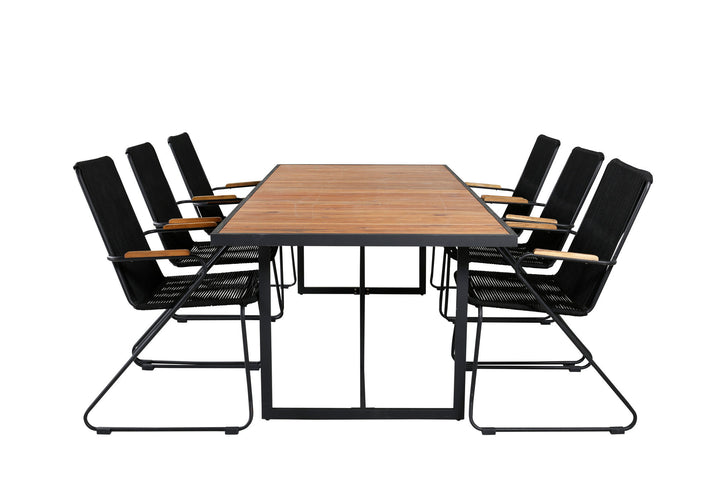 Venture Home Khung Dining Table - Black Steel / Acacia (teklook) - 200*100cm+Bois Armchair - Black Alu / Black Rope / Acacia_6