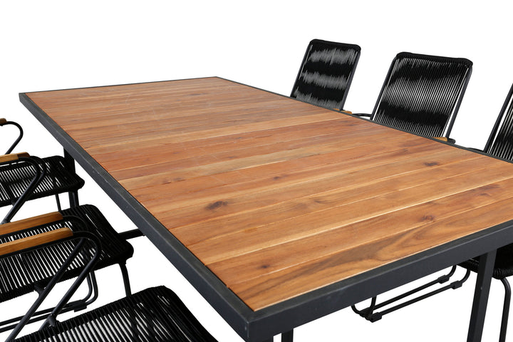 Venture Home Khung Dining Table - Black Steel / Acacia (teklook) - 200*100cm+Bois Armchair - Black Alu / Black Rope / Acacia_6