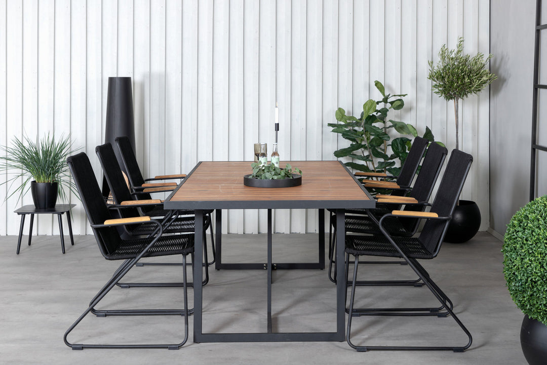 Venture Home Khung Dining Table - Black Steel / Acacia (teklook) - 200*100cm+Bois Armchair - Black Alu / Black Rope / Acacia_6