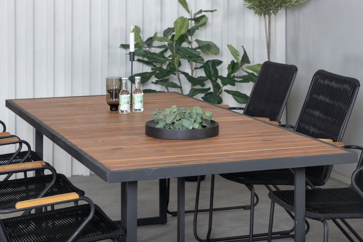 Venture Home Khung Dining Table - Black Steel / Acacia (teklook) - 200*100cm+Bois Armchair - Black Alu / Black Rope / Acacia_6