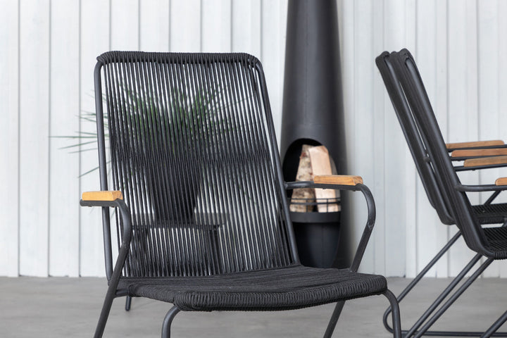 Venture Home Khung Dining Table - Black Steel / Acacia (teklook) - 200*100cm+Bois Armchair - Black Alu / Black Rope / Acacia_6