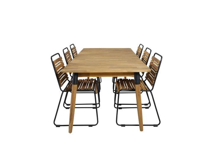 Venture Home Julian Dining Table - Acasia - 210*100cm+Bois Dining Chair - Black Alu / Acacia_6