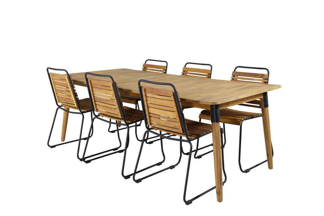 Venture Home Julian Dining Table - Acasia - 210*100cm+Bois Dining Chair - Black Alu / Acacia_6
