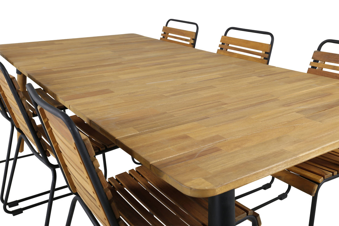 Venture Home Julian Dining Table - Acasia - 210*100cm+Bois Dining Chair - Black Alu / Acacia_6