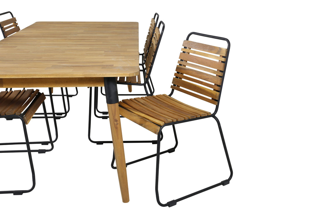 Venture Home Julian Dining Table - Acasia - 210*100cm+Bois Dining Chair - Black Alu / Acacia_6