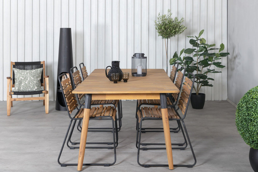 Venture Home Julian Dining Table - Acasia - 210*100cm+Bois Dining Chair - Black Alu / Acacia_6