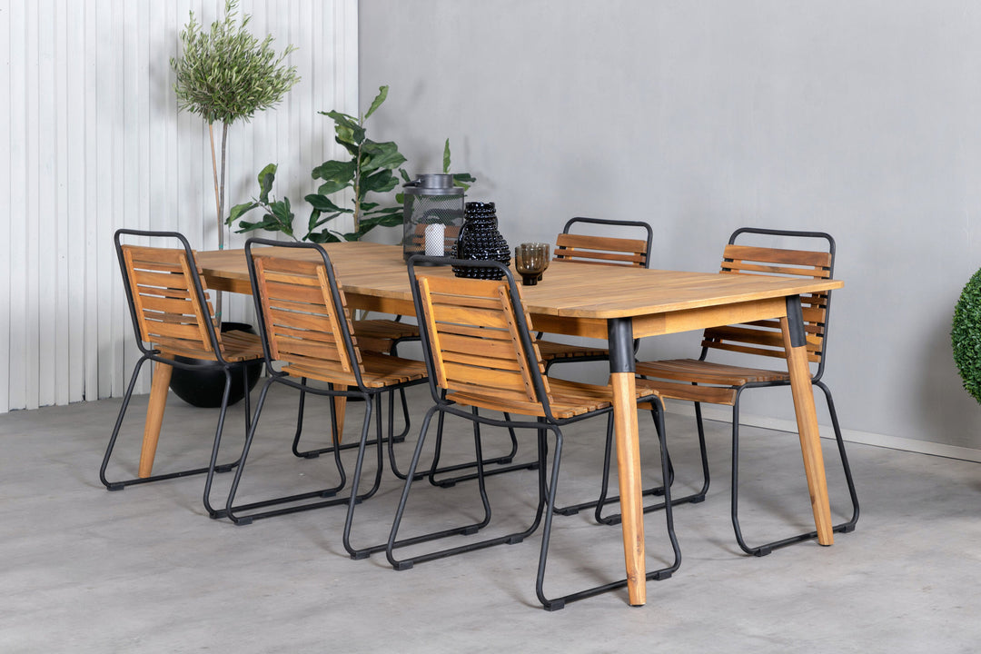 Venture Home Julian Dining Table - Acasia - 210*100cm+Bois Dining Chair - Black Alu / Acacia_6