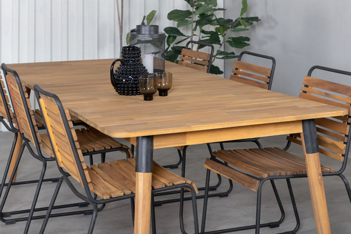 Venture Home Julian Dining Table - Acasia - 210*100cm+Bois Dining Chair - Black Alu / Acacia_6