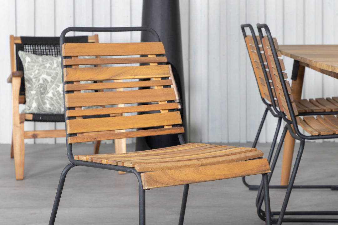 Venture Home Julian Dining Table - Acasia - 210*100cm+Bois Dining Chair - Black Alu / Acacia_6