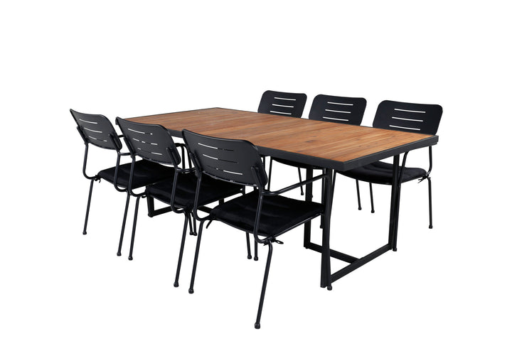 Venture Home Khung Dining Table - Black Steel / Acacia (teklook) - 200*100cm+Nicke Dining chair w. armrest - Black Steel_6
