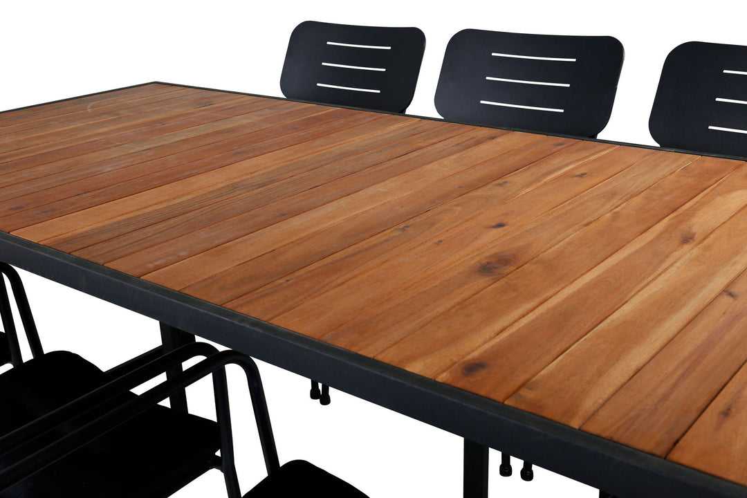 Venture Home Khung Dining Table - Black Steel / Acacia (teklook) - 200*100cm+Nicke Dining chair w. armrest - Black Steel_6
