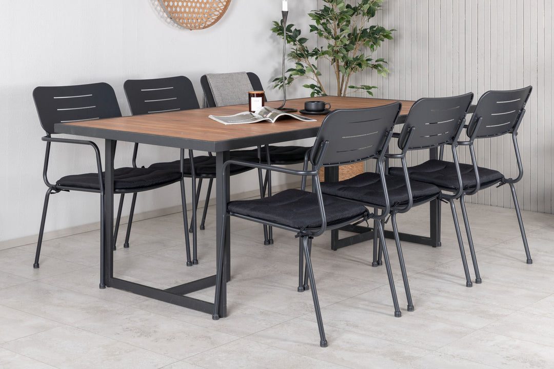 Venture Home Khung Dining Table - Black Steel / Acacia (teklook) - 200*100cm+Nicke Dining chair w. armrest - Black Steel_6