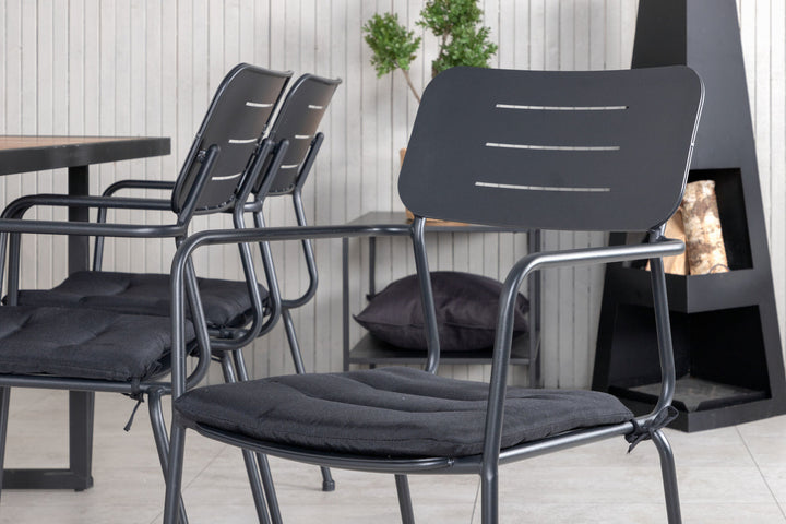 Venture Home Khung Dining Table - Black Steel / Acacia (teklook) - 200*100cm+Nicke Dining chair w. armrest - Black Steel_6