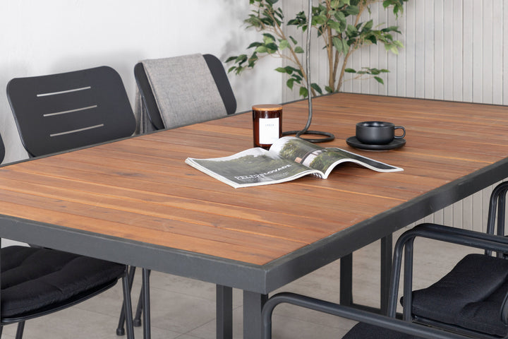 Venture Home Khung Dining Table - Black Steel / Acacia (teklook) - 200*100cm+Nicke Dining chair w. armrest - Black Steel_6