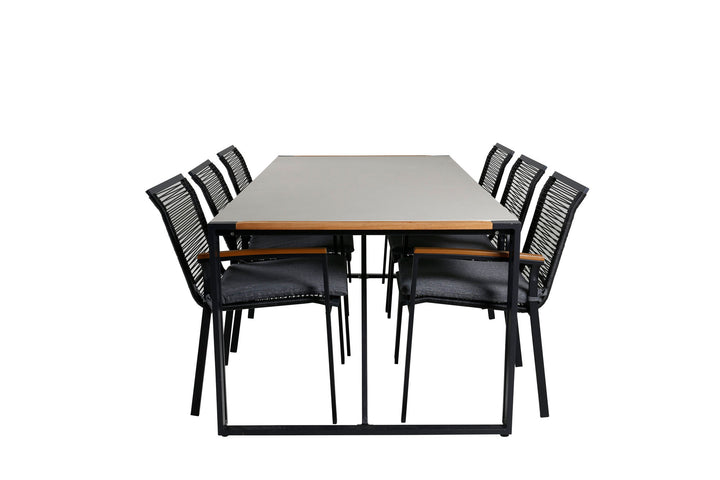 Venture Home Texas Dining Table 200*100 - Black Alu / Teak / Grey Spray stone+Dallas Dining Chair_6
