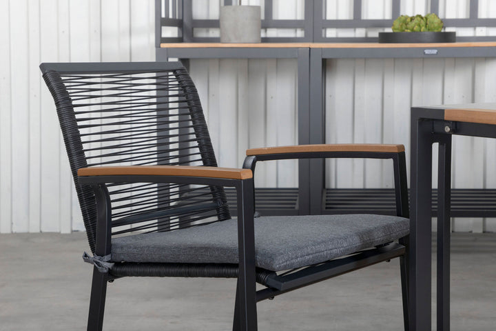 Venture Home Texas Dining Table 200*100 - Black Alu / Teak / Grey Spray stone+Dallas Dining Chair_6