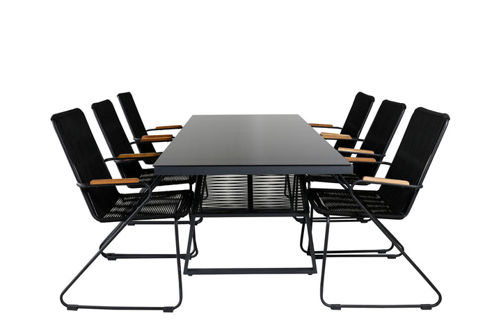 Venture Home Dallas Dining Table+Bois Armchair - Black Alu / Black Rope / Acacia_6