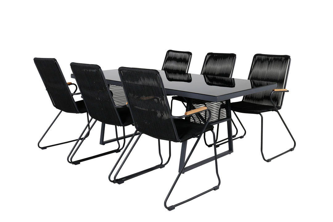Venture Home Dallas Dining Table+Bois Armchair - Black Alu / Black Rope / Acacia_6