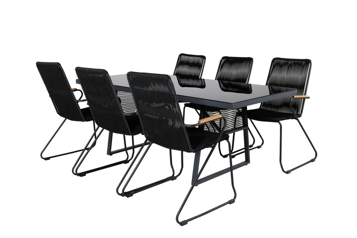 Venture Home Dallas Dining Table+Bois Armchair - Black Alu / Black Rope / Acacia_6