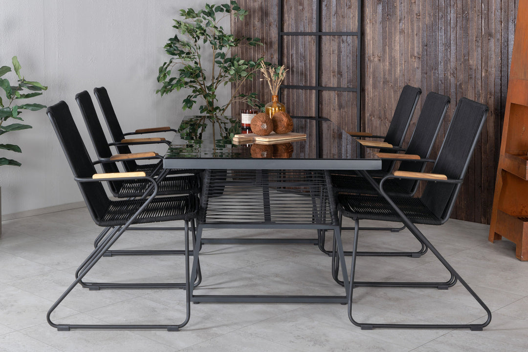 Venture Home Dallas Dining Table+Bois Armchair - Black Alu / Black Rope / Acacia_6