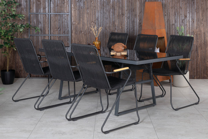 Venture Home Dallas Dining Table+Bois Armchair - Black Alu / Black Rope / Acacia_6