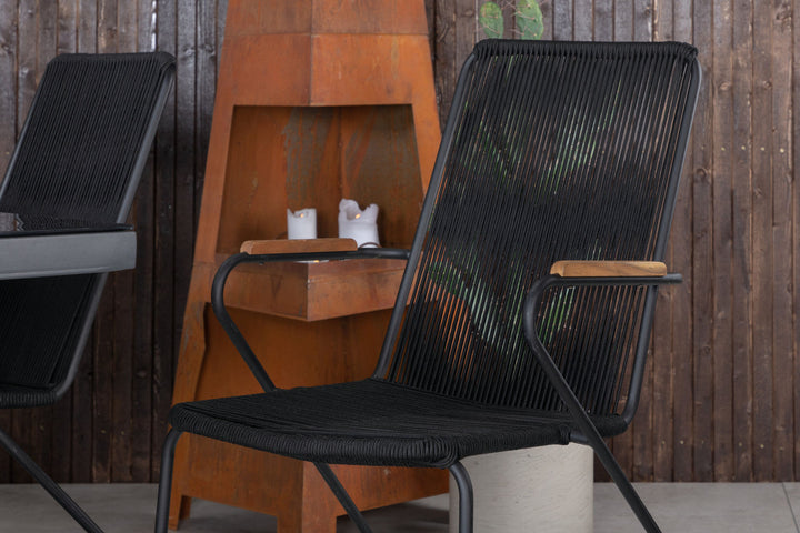 Venture Home Dallas Dining Table+Bois Armchair - Black Alu / Black Rope / Acacia_6