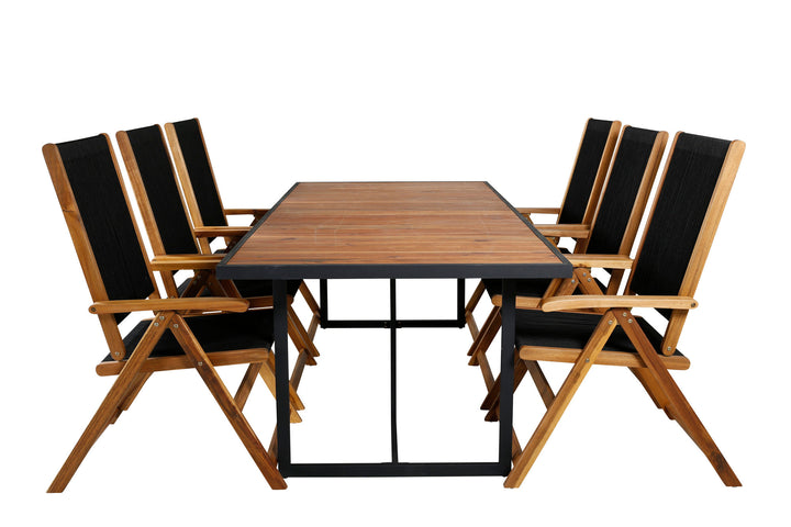 Venture Home Khung Dining Table - Black Steel / Acacia (teklook) - 200*100cm+Little John foldable Chair - Rope / Acacia_6