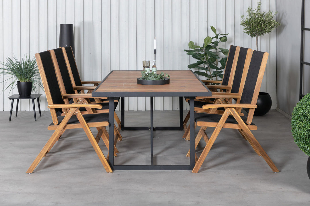 Venture Home Khung Dining Table - Black Steel / Acacia (teklook) - 200*100cm+Little John foldable Chair - Rope / Acacia_6