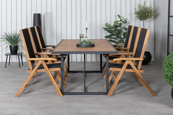 Venture Home Khung Dining Table - Black Steel / Acacia (teklook) - 200*100cm+Little John foldable Chair - Rope / Acacia_6