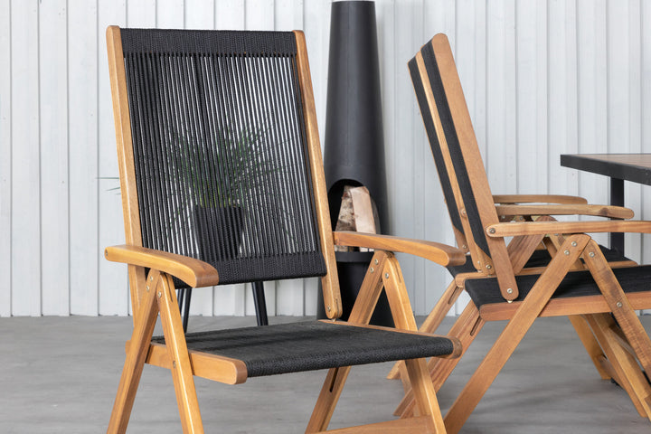Venture Home Khung Dining Table - Black Steel / Acacia (teklook) - 200*100cm+Little John foldable Chair - Rope / Acacia_6