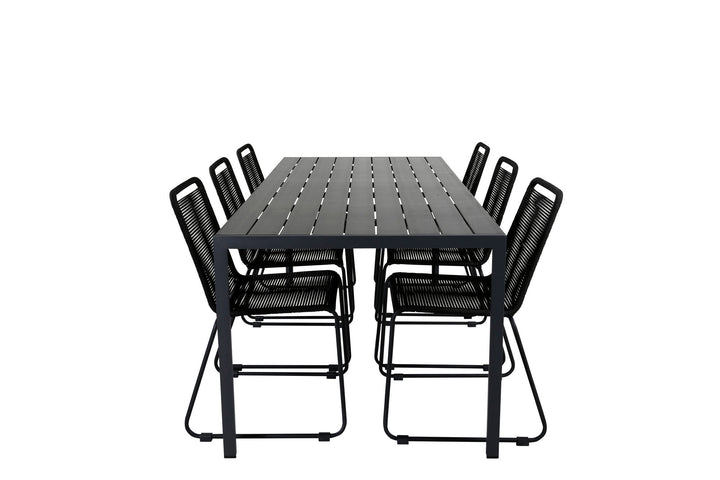 Venture Home Break Table 205*90 - Black/Black+Lindos Stacking Chair - Black Alu / Black Rope_6