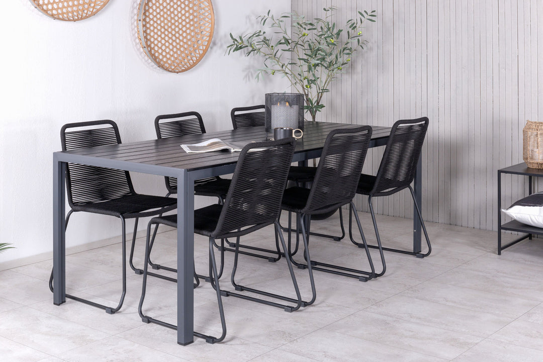 Venture Home Break Table 205*90 - Black/Black+Lindos Stacking Chair - Black Alu / Black Rope_6