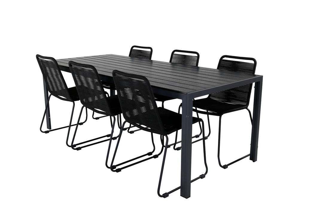 Venture Home Break Table 205*90 - Black/Black+Lindos Stacking Chair - Black Alu / Black Rope_6