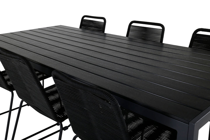 Venture Home Break Table 205*90 - Black/Black+Lindos Stacking Chair - Black Alu / Black Rope_6