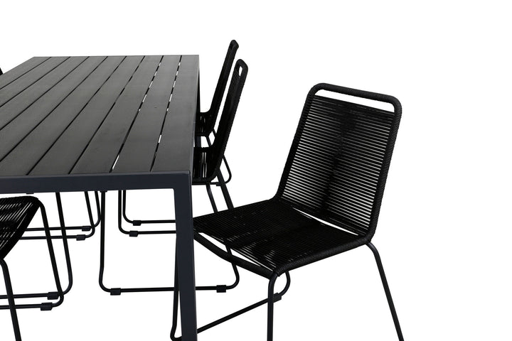 Venture Home Break Table 205*90 - Black/Black+Lindos Stacking Chair - Black Alu / Black Rope_6
