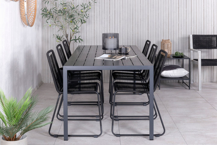 Venture Home Break Table 205*90 - Black/Black+Lindos Stacking Chair - Black Alu / Black Rope_6