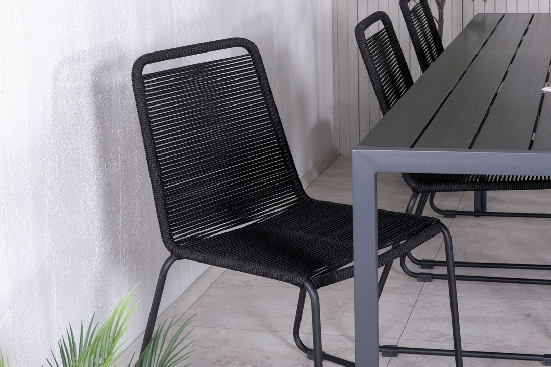 Venture Home Break Table 205*90 - Black/Black+Lindos Stacking Chair - Black Alu / Black Rope_6