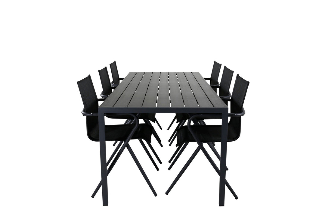 Venture Home Break Table 205*90 - Black/Black+Alina Dining Chair - Black Alu / Black Textilene_6