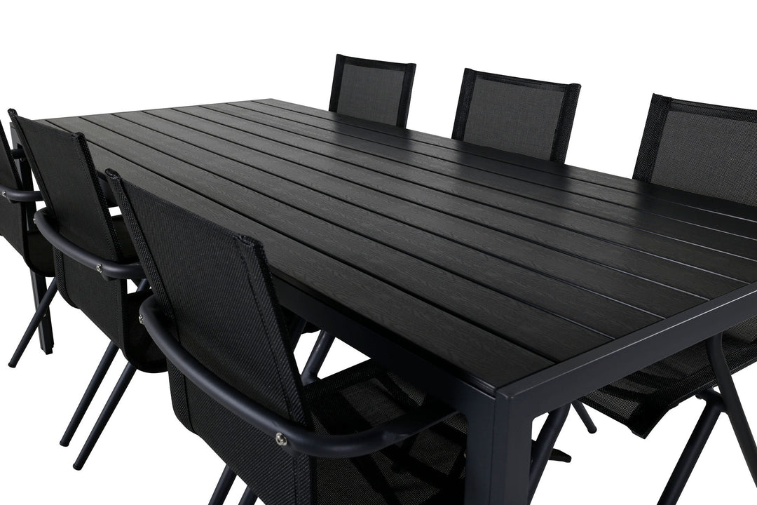 Venture Home Break Table 205*90 - Black/Black+Alina Dining Chair - Black Alu / Black Textilene_6