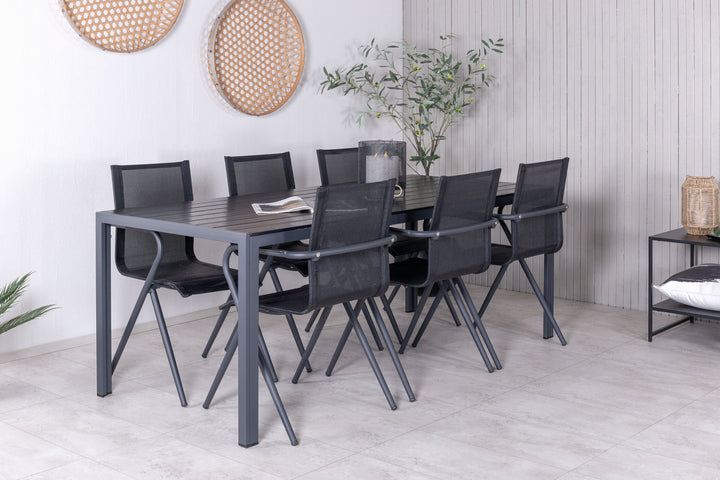 Venture Home Break Table 205*90 - Black/Black+Alina Dining Chair - Black Alu / Black Textilene_6