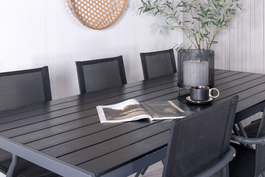 Venture Home Break Table 205*90 - Black/Black+Alina Dining Chair - Black Alu / Black Textilene_6