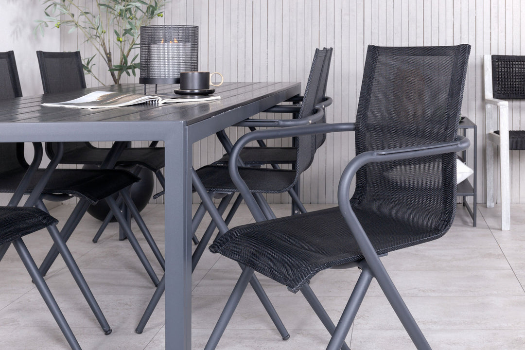 Venture Home Break Table 205*90 - Black/Black+Alina Dining Chair - Black Alu / Black Textilene_6