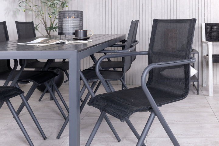 Venture Home Break Table 205*90 - Black/Black+Alina Dining Chair - Black Alu / Black Textilene_6