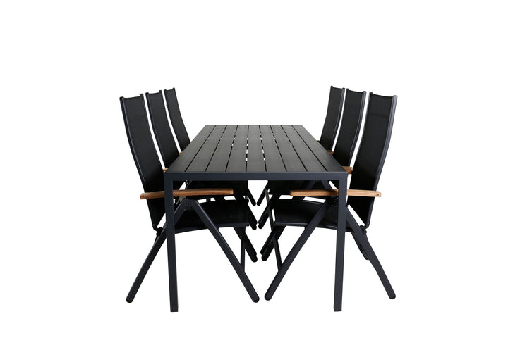 Venture Home Break Table 205*90 - Black/Black+Panama Light 5-pos Chair Black / Black and teak_6