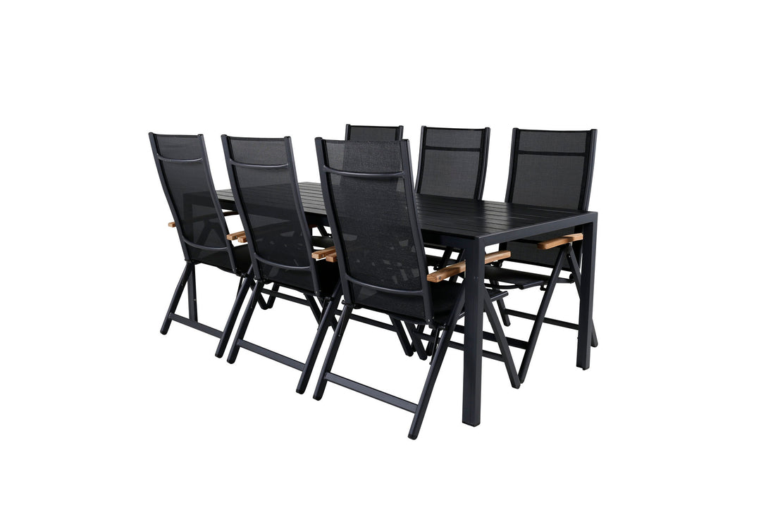 Venture Home Break Table 205*90 - Black/Black+Panama Light 5-pos Chair Black / Black and teak_6