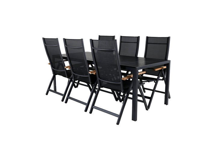 Venture Home Break Table 205*90 - Black/Black+Panama Light 5-pos Chair Black / Black and teak_6
