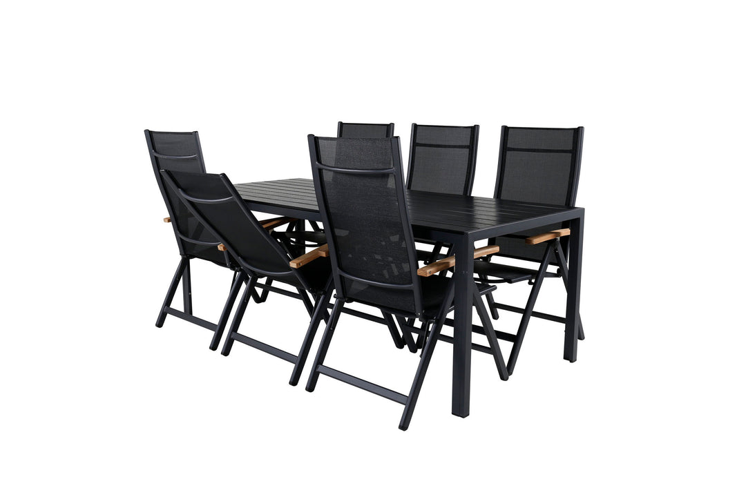 Venture Home Break Table 205*90 - Black/Black+Panama Light 5-pos Chair Black / Black and teak_6
