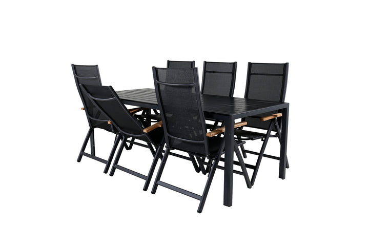 Venture Home Break Table 205*90 - Black/Black+Panama Light 5-pos Chair Black / Black and teak_6