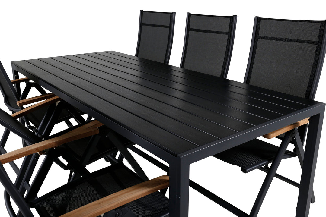 Venture Home Break Table 205*90 - Black/Black+Panama Light 5-pos Chair Black / Black and teak_6