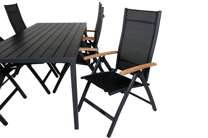 Venture Home Break Table 205*90 - Black/Black+Panama Light 5-pos Chair Black / Black and teak_6